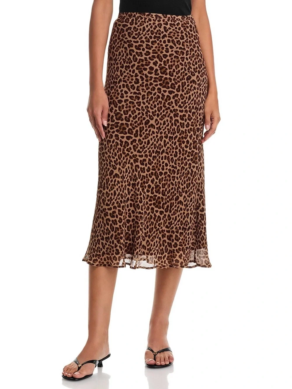 NWOT- PAIGE Cicely 100% Silk Leopard Midi Skirt Natural Multi Size 6 🐆